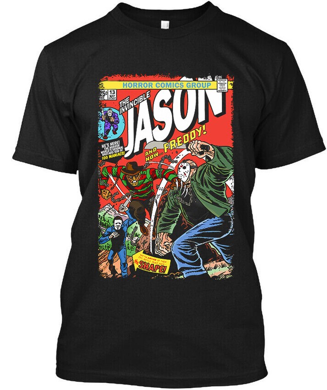Freddy vs. Jason American Horror Movie Cartoon Funny T-Shirt S-5XL