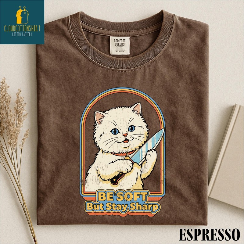 Stay Sharp Shirt Funny Cat T-Shirt Adult Humor Tee Mental Health T-Shirt
