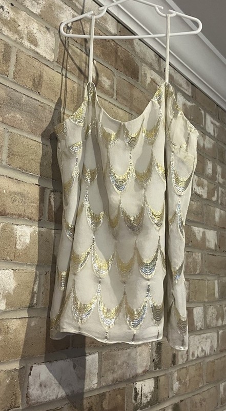 Lilly Pulitzer Metallic Gold & Silver Scallop Silk Tank Top Cami – Small