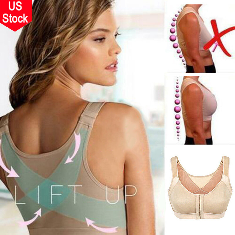 US Women Posture Corrector Bra Wireless Back Support Lift Up Yoga Bra Shapewear