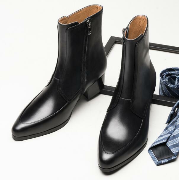 Wedding Men's Leather Chelsea Short Boots Shoes Dress Low Cuban Heel British Man gallery