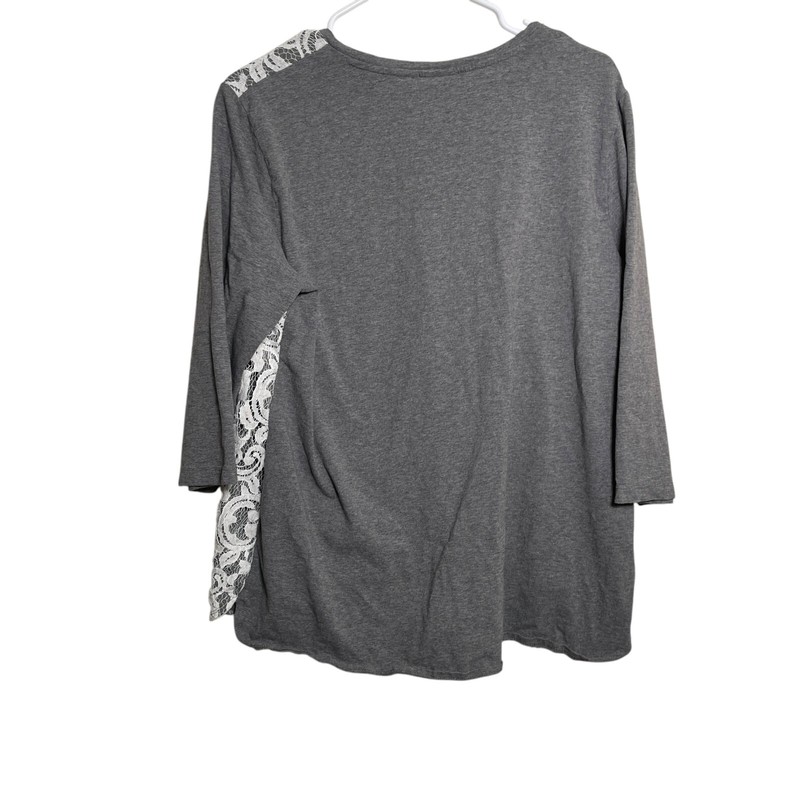Chico's Zenergy Blouse Women's 3 Gray Lace V-Neck 3/4 Sleeve Paisley Top Causal gallery