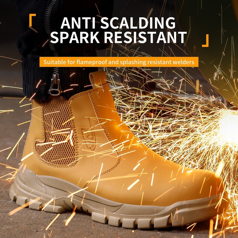 Waterproof Work Boots for Men Slip-on Steel Toe Shoes Safety footwear Anti-slip gallery