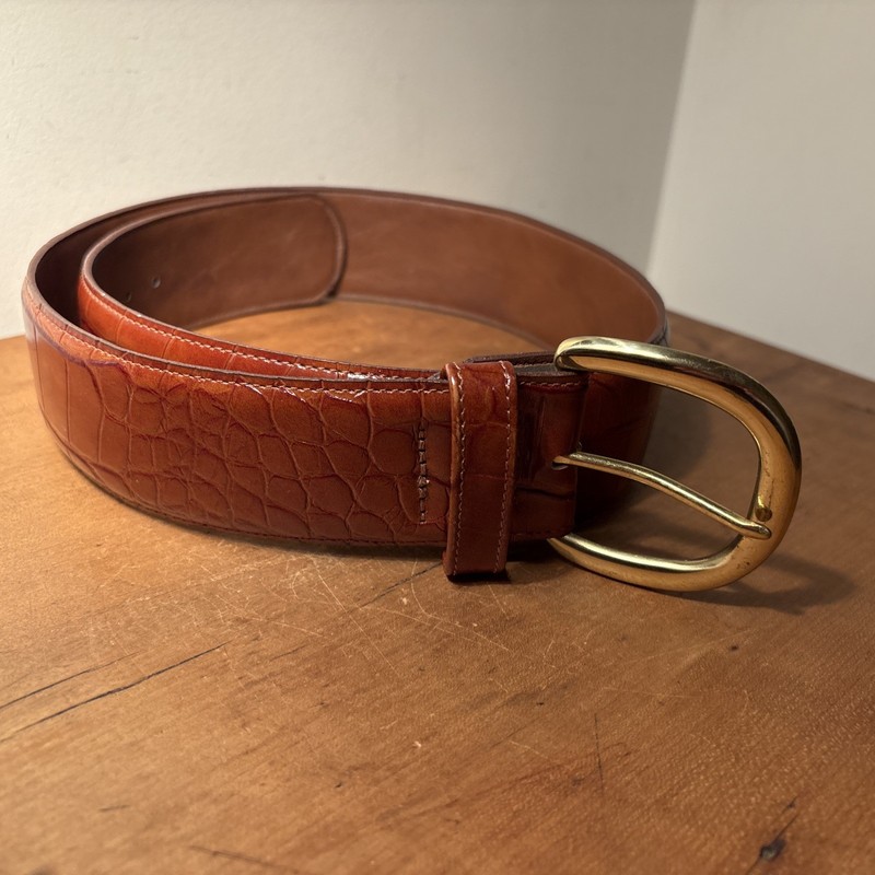 Imported Alligator Grain STEERHIDE 2” W Belt American Eagle #13203 Mens Size L