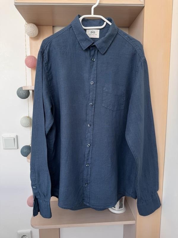 mens harris wilson shirt navy linen L