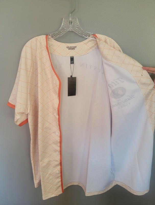Tito's Vodka Logo Men's Baseball Style Jersey Cream Orange Size XL Sports Team gallery