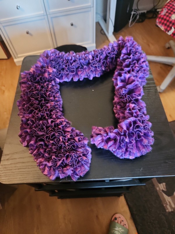 Women’s Purple Multicolor Knit Ruffle Rectangle Scarf Yarn gallery