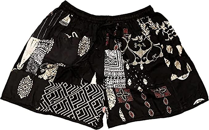 Rayon Patchwork Festival Short One Size Elasticated Waist Comfy Short Back Color