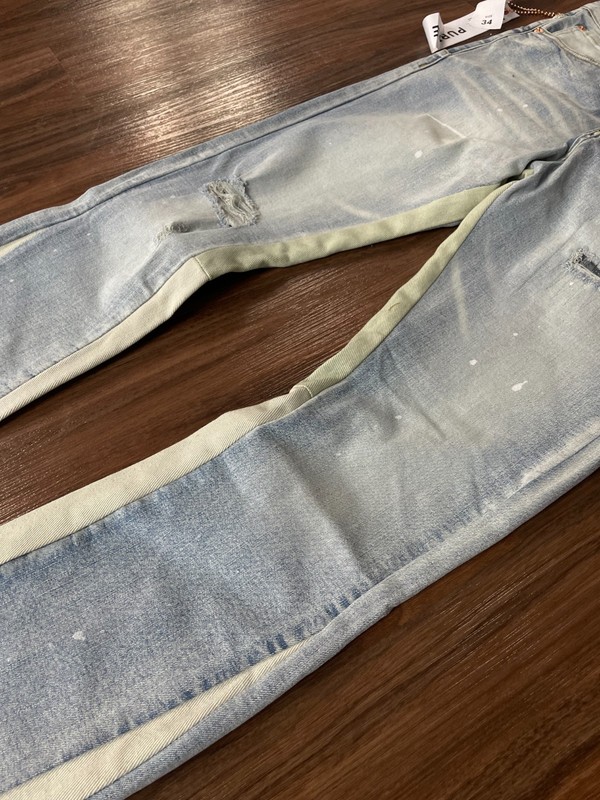 purple Brand Light Blue Wash Panel Distressed Flared Fit Denim gallery