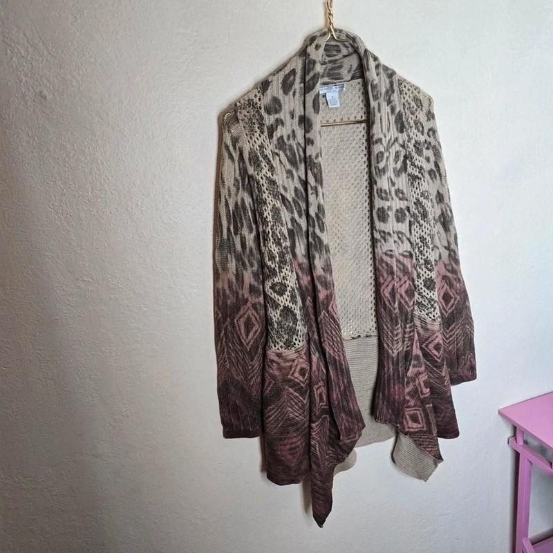 Alberto Makali Mixed Print Wool Blend Open Front Cardigan gallery