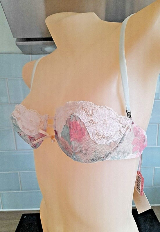 Valentino Intimate Multi Floral Print and Peach Lace U/W Balconette Bra gallery
