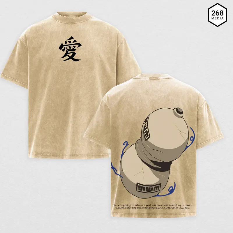 Gaara Anime Vintage Graphic T Shirt Sand Gourd Love Symbol Tee gallery