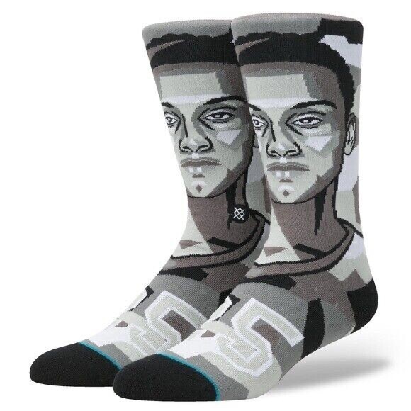 Stance Adult Grey Crew Nylon NBA Basketball Mosaic Ben Simmons Socks Sz L 9-12