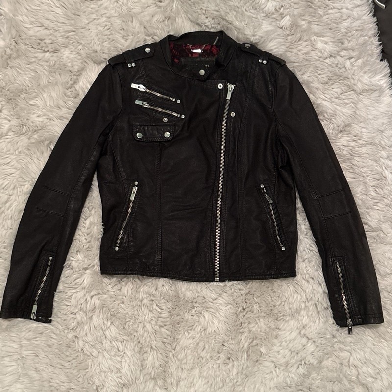 Black Rivet Leather Moto Jacket Women’s S