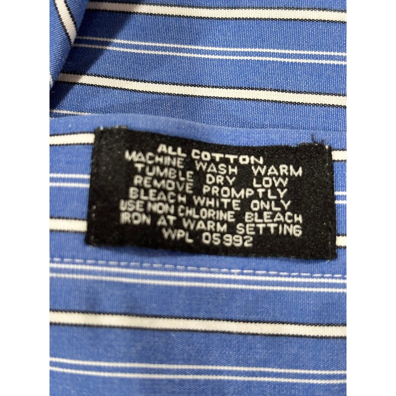 Jos. A. Bank Button Down Shirt Mens 16.5-34 Blue Striped Traveler Cotton Office gallery