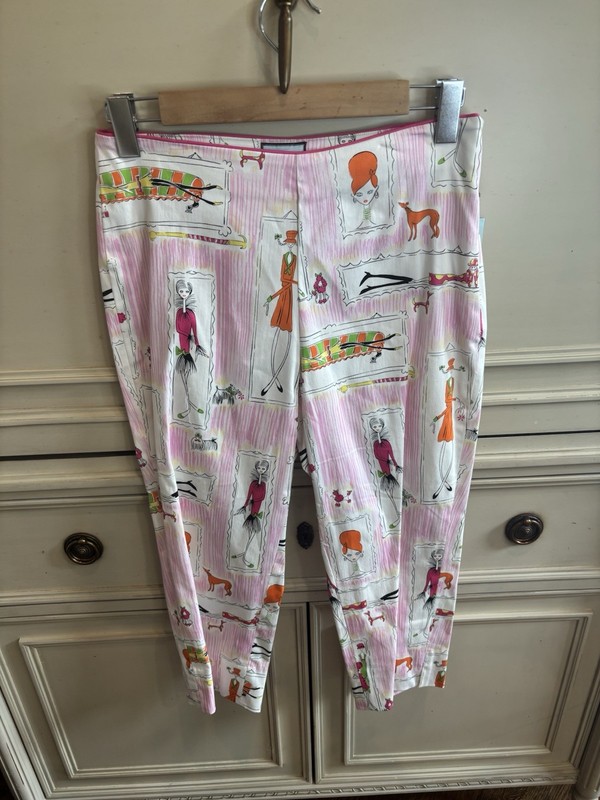 Itw By Claude Brown Y2K Modern Millie Capri Pants Pink Fashionista NWT 6 Cotton