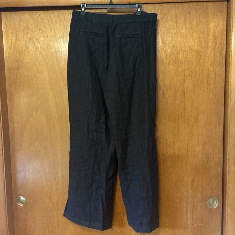 Madewell Black 100% Linen High Rise Patch Pocket Wide-Leg Pants Women’s 10 NWT