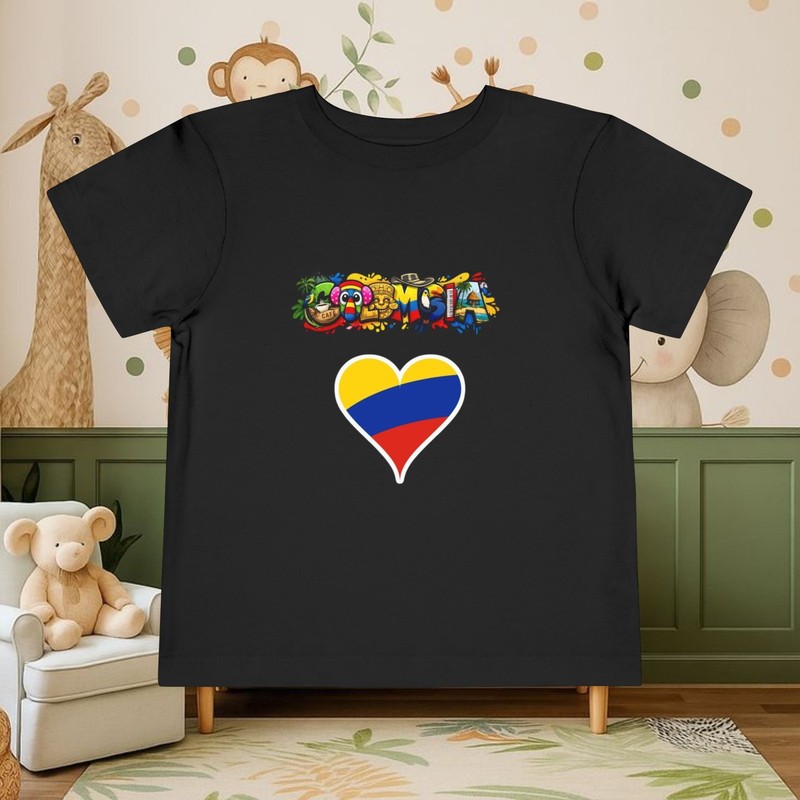 Colombia Heart Toddler Tee T-shirt Colombian jersey Flag Heart Design 6 COLORS