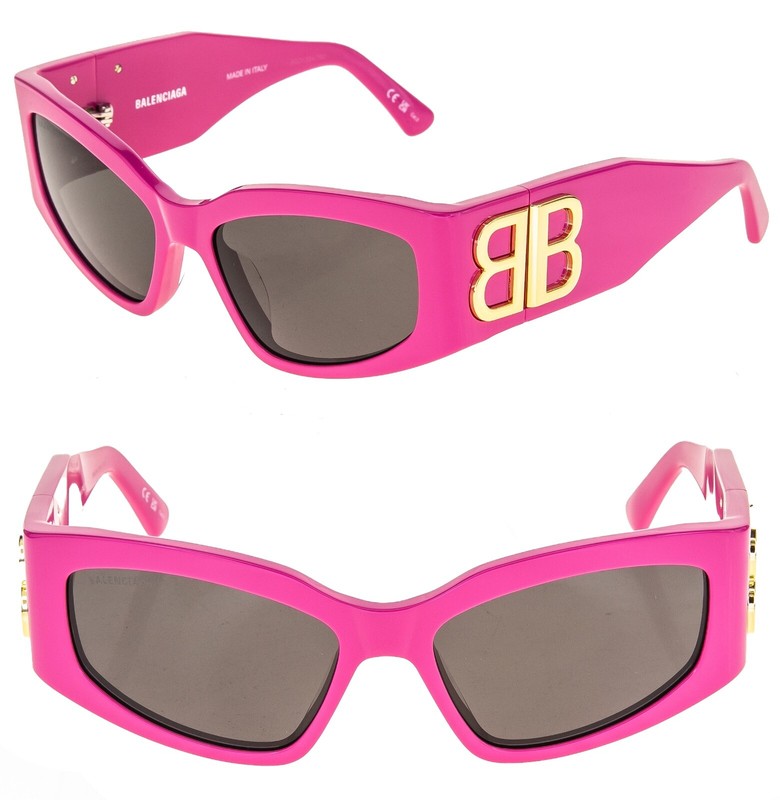 BALENCIAGA BOSSY Cat 0321 Pink Fashion Geometric Unisex Sunglass BB0321S 006