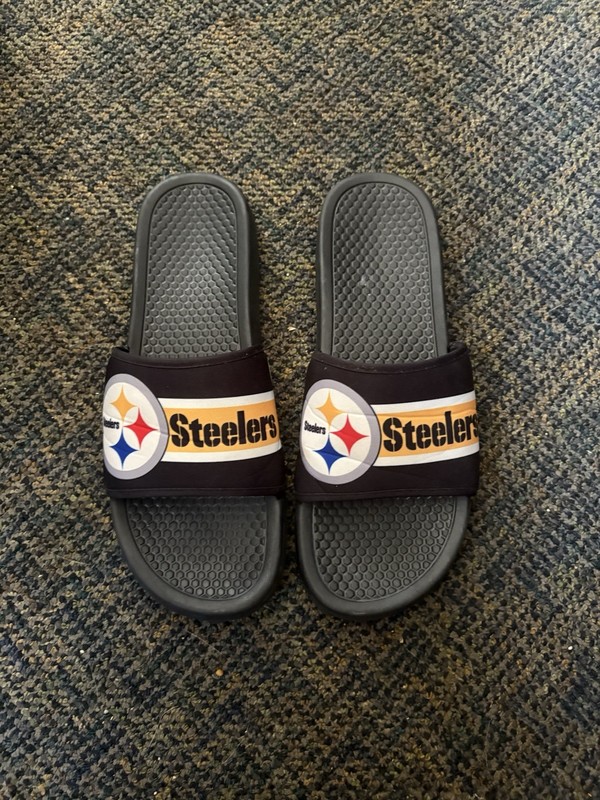 Men’s Pittsburgh Steelers Slide Sandals Slip-On Black with Logo Accents