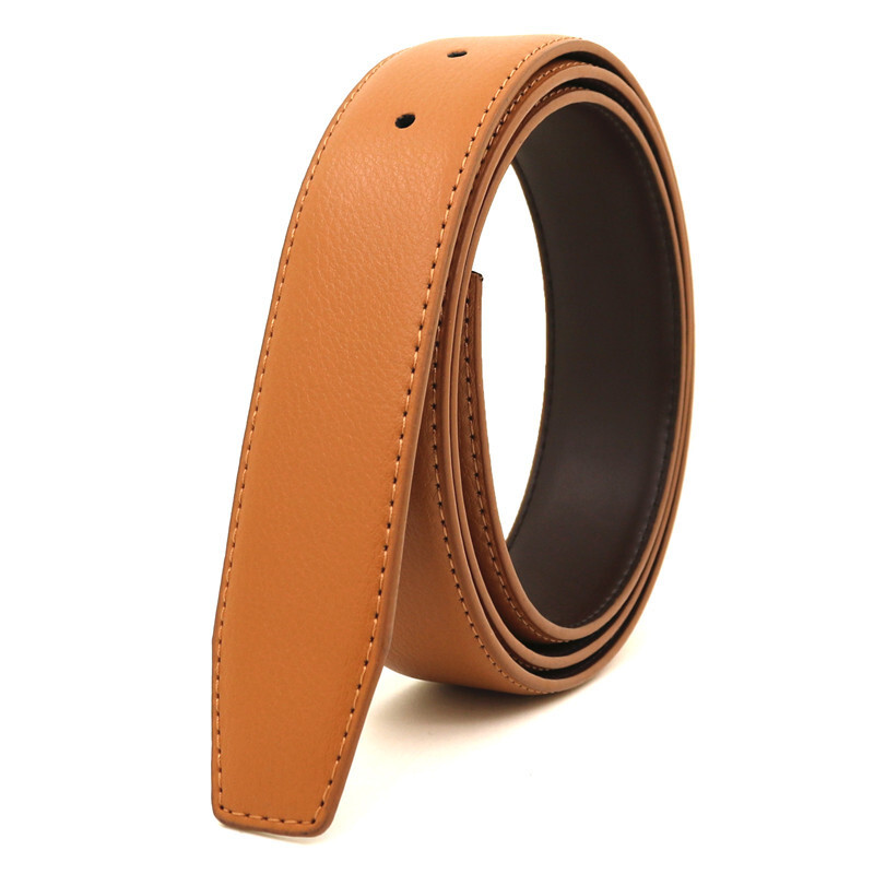 33mm Width Real Genuine Leather No Buckle Replacement Belt Men Strap Waistband