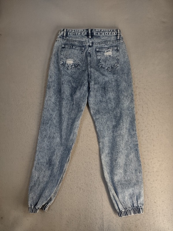 Shein Womens Jeans 6 Blue Skinny Ankle Distressed Graphic Print High Rise Y2K gallery