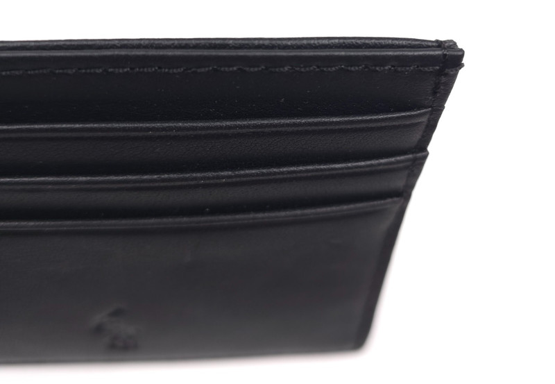 Polo Ralph Lauren Black Smooth Leather Card Case Wallet Embossed Logo w/ Box NWT gallery