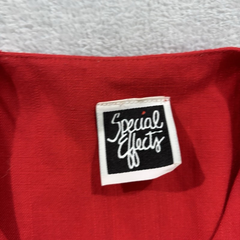 Special Effects Button Midi Dress Women Small Red Vintage 80s Tradwife gallery