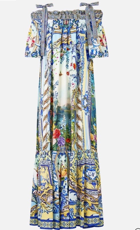 Camilla Long Off Shoulder Frill Dress Wall To Wall Wonders Size XS/S $925 Silk gallery