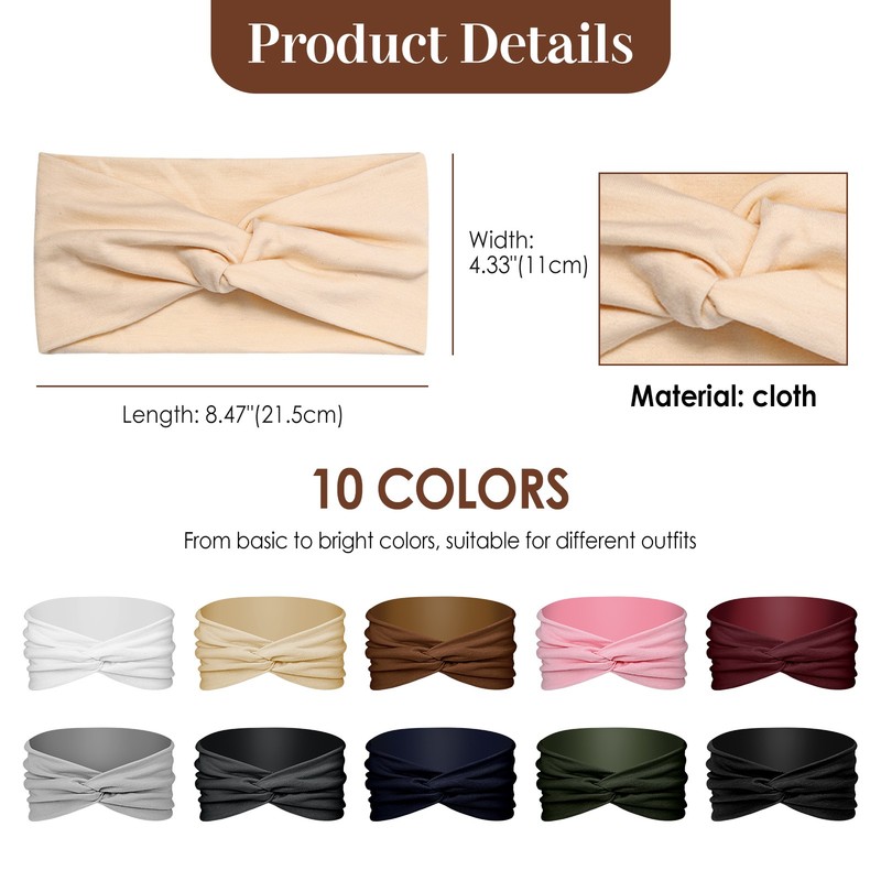 10pcs Women's Bohemian Wide Elastic Headbands Yoga Running Sports Hairbands gallery