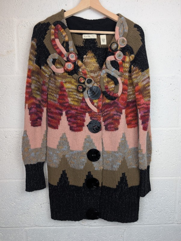 Sleeping On Snow Wool Blend Cardigan Coat S Boho Chunky Knit Anthropologie