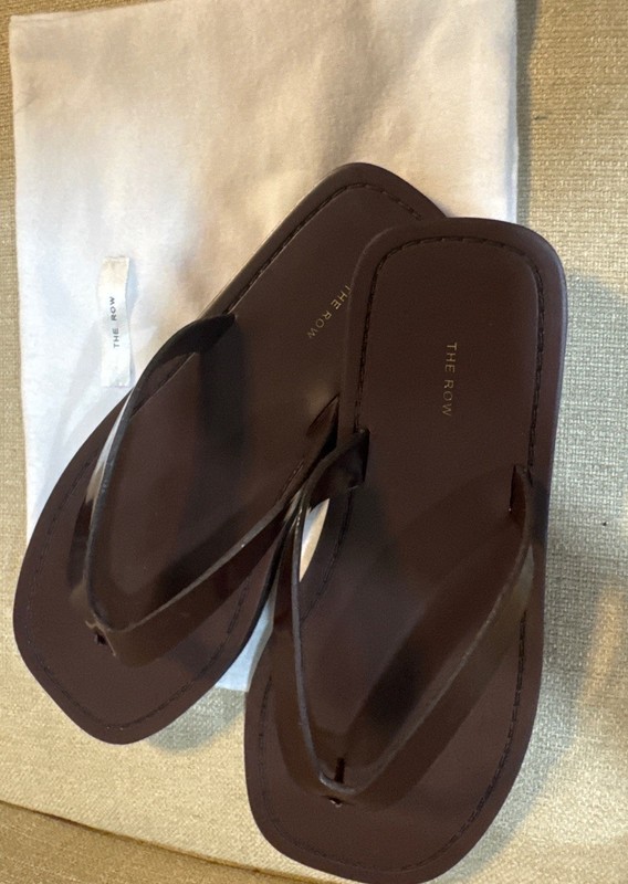 The Row City Flip Flop Sandals Bordeaux Leather Size 37 Minimal Luxury