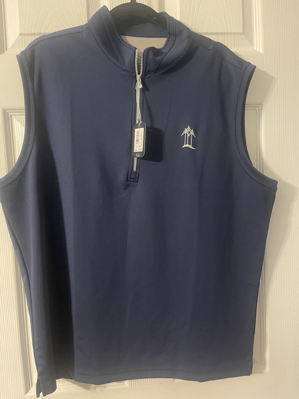 johnnie-O Performance Men’s Navy 1/4 Zip Stretch Sleeveless Vest, Size L