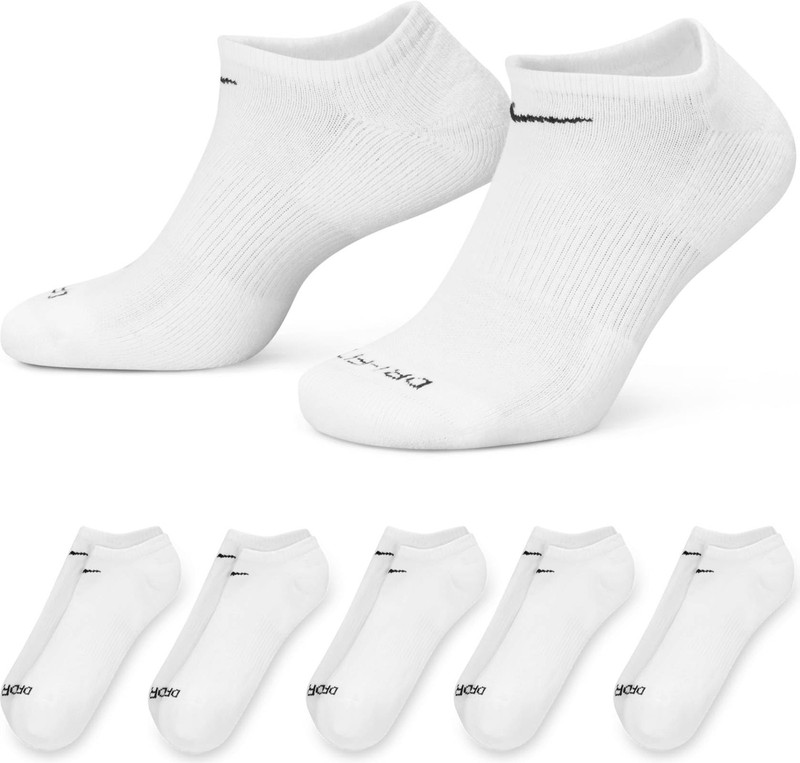 Nike Men’s Everyday Plus Cushioned Training No-Show Socks (6 Pairs), White/Black