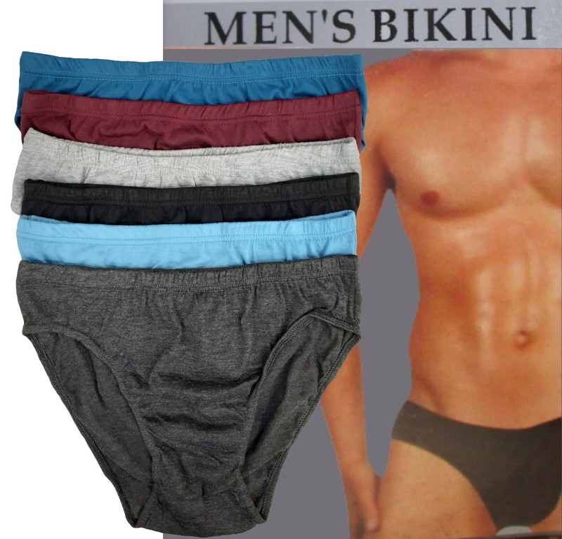 6 PK MEN’S BIKINI BRIEFS LOW RISE COTTON SOLID COLORS UNDERWEAR S – M – L – XL