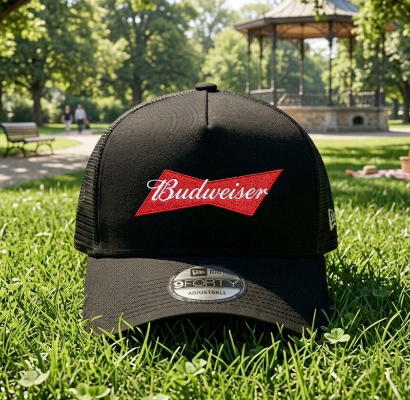Budweiser Trucker Hat Embroidered Mesh Back Adjustable Snapback Logo Cap
