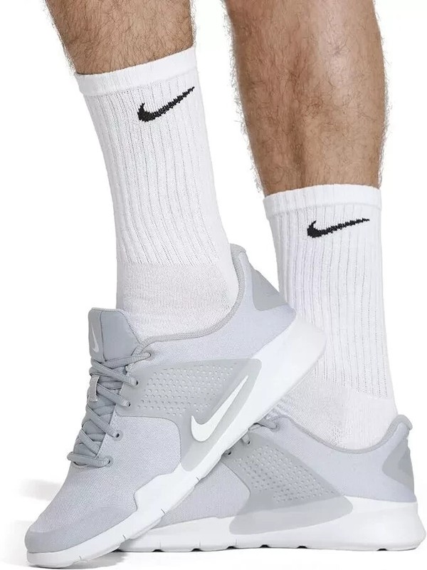 Nike UNISEX Crew Sock Everyday Plus Drifit Cushion ,LARGE (8-12), 12 PAIR,White gallery
