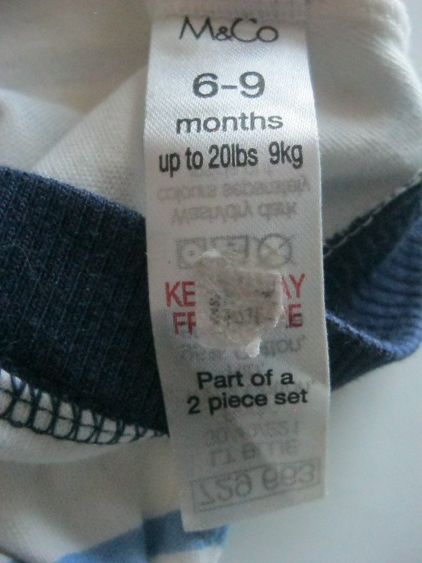 M& Co Blue / White Striped Baby Hat. Age 6 - 9 months up to 20lbs 9 kgs. gallery