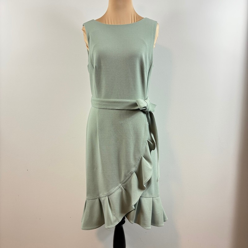 Calvin Klein Ruffle Hem Sleeveless Fitted Sheath Dress Women’s size 8 Belted