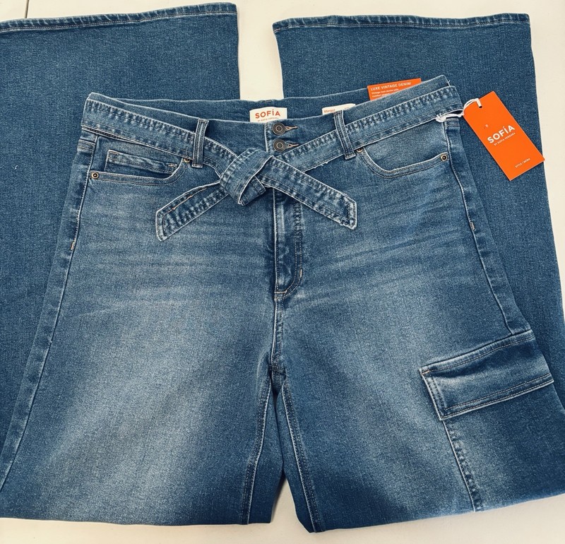 SOFIA by Sofia Vergara Women’s Wide-Leg Blue Denim Jeans Size 16 Pockets gallery