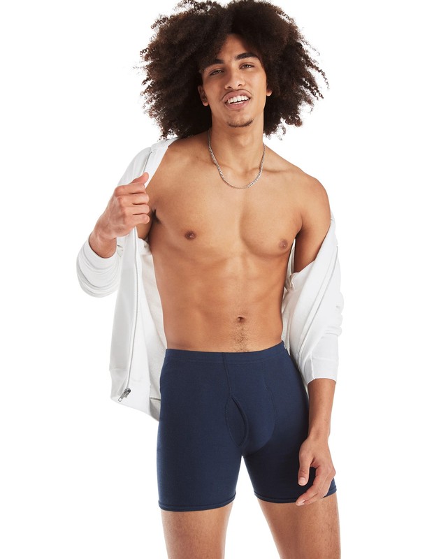 Hanes Men's FreshIQ Assorted Blues Boxer Briefs w/ ComfortSoft Waistband 10-Pack gallery