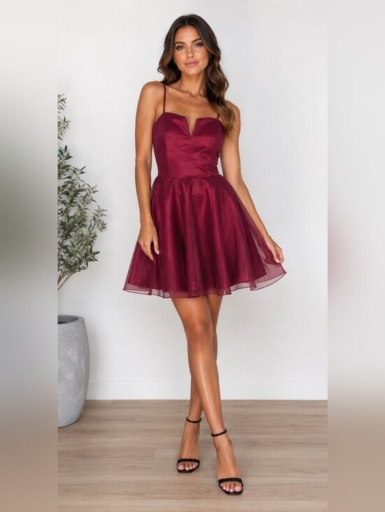 Forever Fit & Flare Mini Dress With Spaghetti Straps & Layered Skirt – Size L