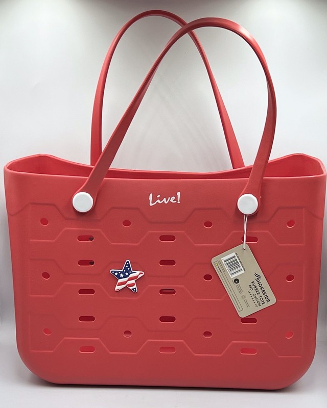 Shoreside Bogg-Style Large Rubber Tote Bag Red 18.9” x 8.6” x 13” ~ New With Tag