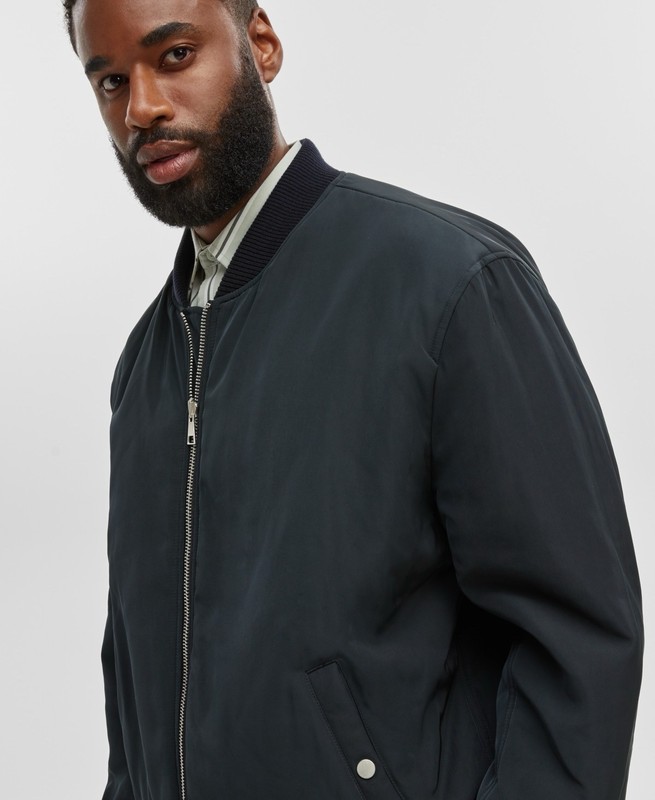 $159 Mode of One Mens Reversible Bomber Jacket in Deep Black Size L