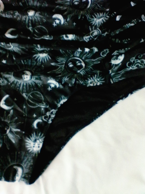 Black & White Celestial Mesh Panel High-Waisted Swim Bottoms Only. Size medium gallery