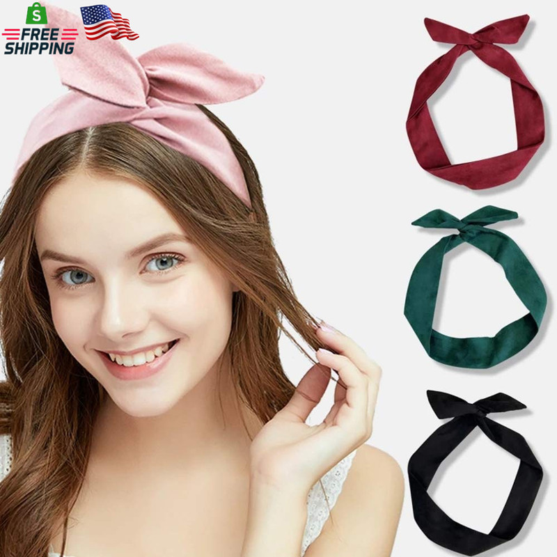 Yeshan Solid Color Wire Headbands for Women with Rabbit Ears Bow Headband, Twist gallery