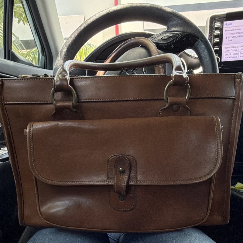 The Original N° 9 by The Runabout Brown Zip Tote Bag w/ Pockets, Charm