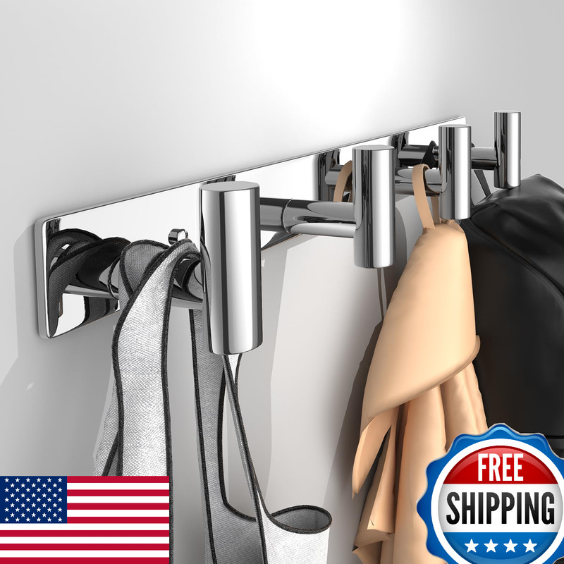 VINHOLD Wall Mounted Coat Rack with 4 Hooks – Heavy Duty Stainless Steel Hanger