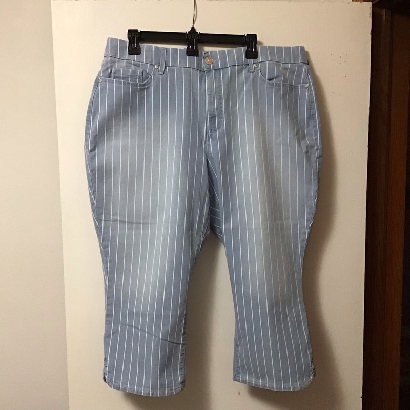 Gloria Vanderbilt Skinny Capri Jeans Womens 18 Mid-Rise Stripe Stretch