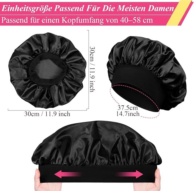 Women Satin Bonnet Night Sleep Cap Hair Hat Silk Head Cover Wide Elastic Band gallery